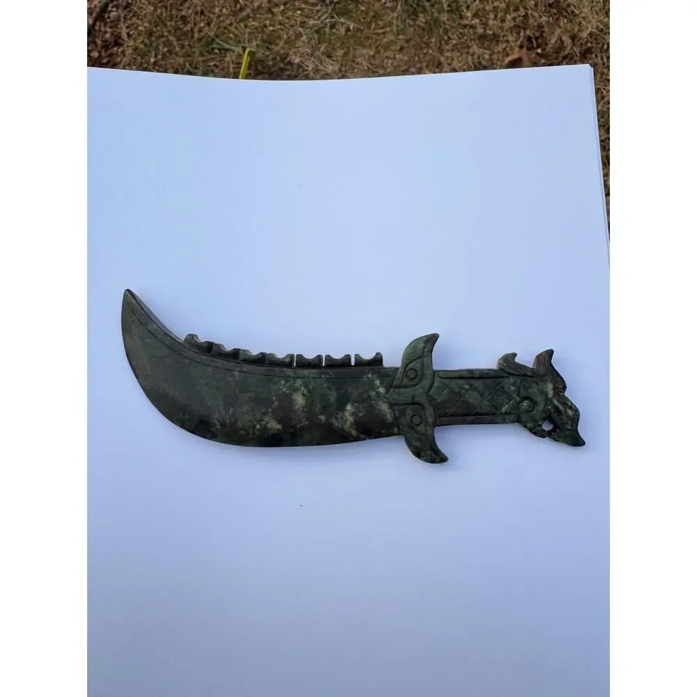 Antique Chinese Hong Shan Culture Jade Dragon Knife